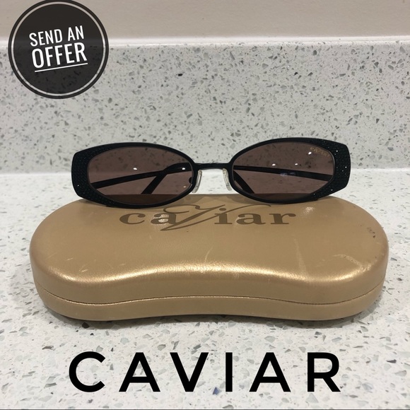 Caviar Accessories - NWOT Caviar Crystal Black Vintage Sunglasses